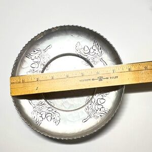 Vintage wrought aluminum grape leaf design Farberware dish